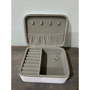 Pandora White Floral Zippered Jewelry Box Travel Case